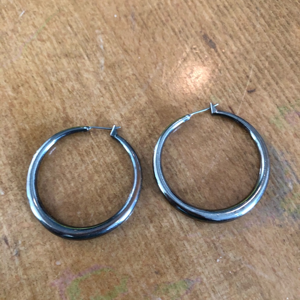 Charcoal grey hoop earrings